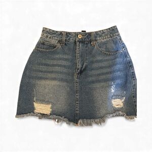 Forever 21 Denim Distressed Mini Skirt